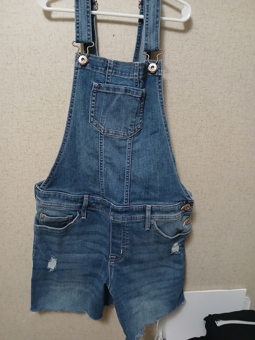 abercrombie kids Denim Short Overalls - Blue Wash JUNIOR